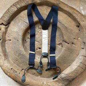 Jos. A. Bank navy men's adjustable suspenders braces preppy ivy twee academic